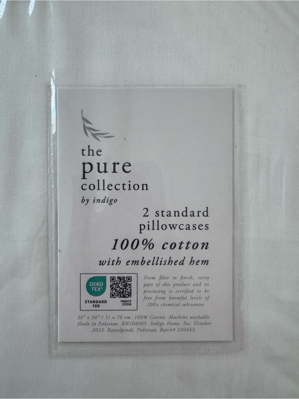 The Pure Collection by Indigo Standard Pillowcases Set of 2 - Picture 1 of 2